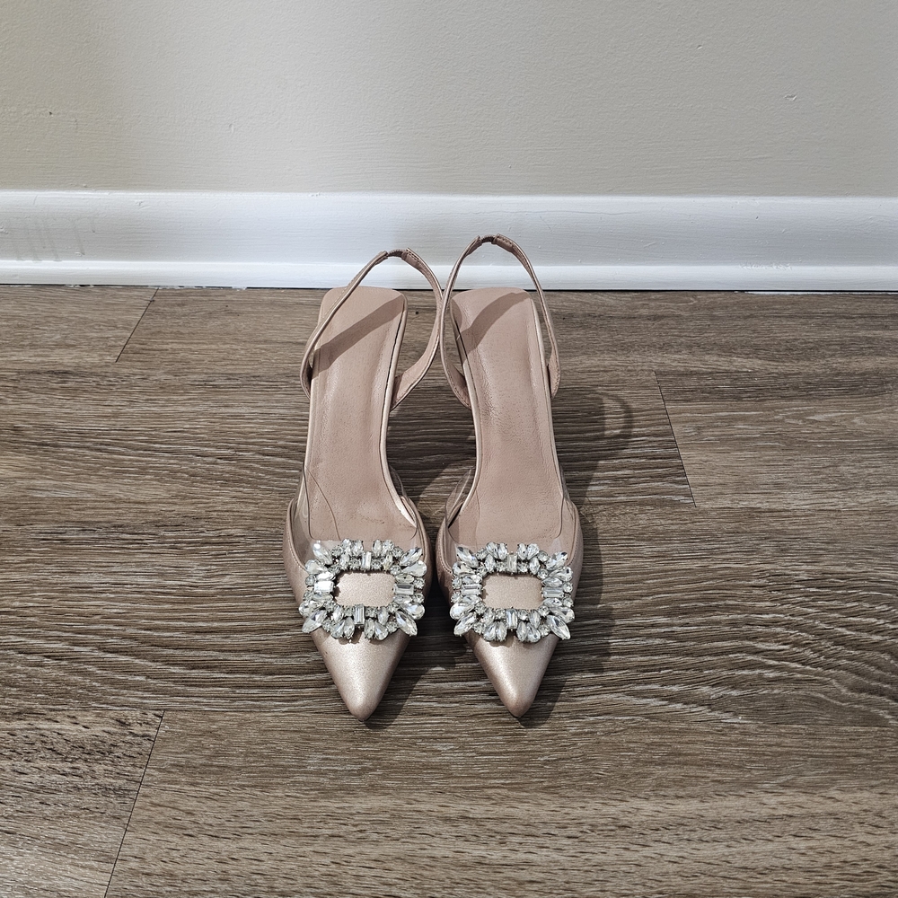 Women's Slingback Heels with Embellished Buckle